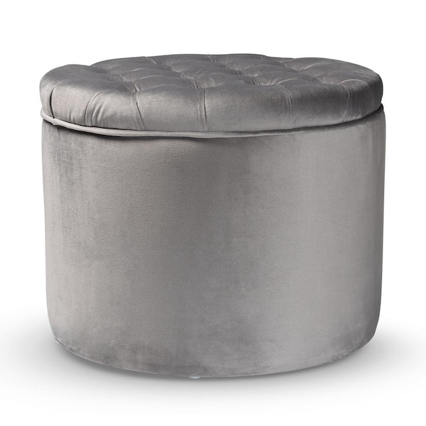Baxton Studio Livana Grey Storage Ottoman