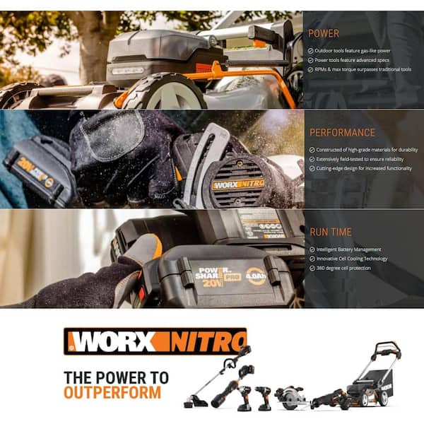 Worx Nitro WG751.3 40V Power Share PRO 4.0Ah 20 Cordless Push Lawn Mower 