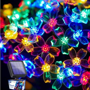 Outdoor 22 ft. Solar Flower Mini Bulb 50 LED String Light Multi-Color for Garden, Patio, Decor