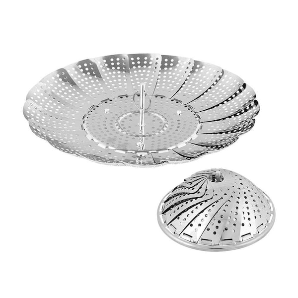 Stainless Steel Vegetable Steamer Basket Folding Expandable Steamer with Removable Center Post Kitchen Tool