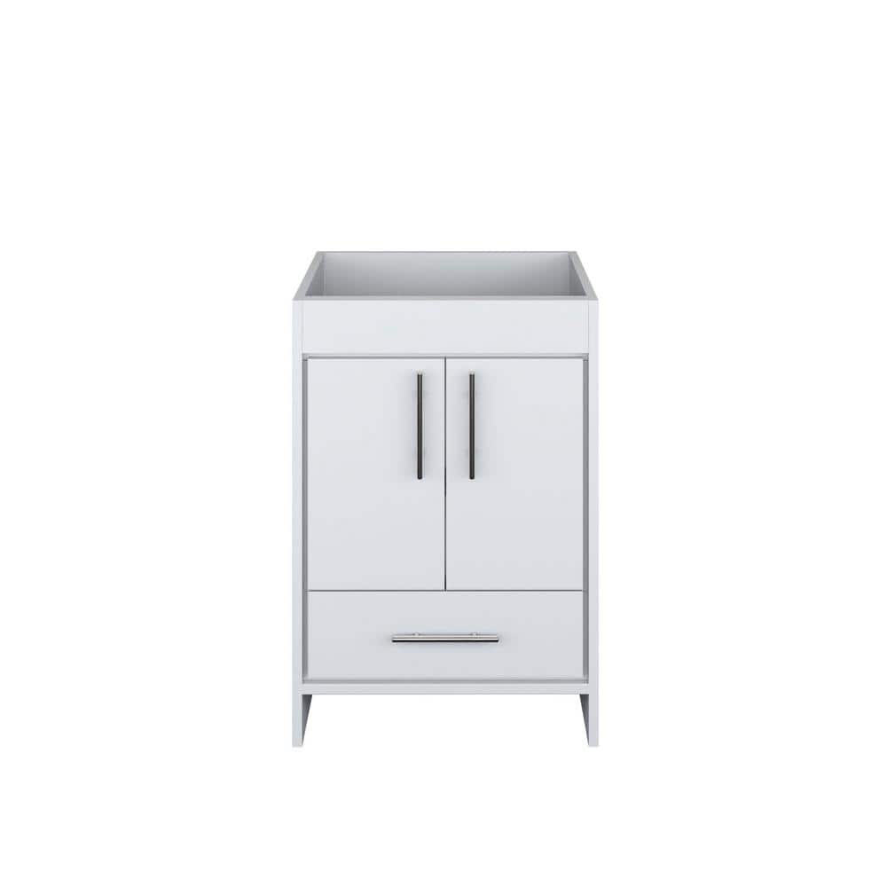 Capri 24" White Modern Bathroom Vanity with Brushed Nickel Handles