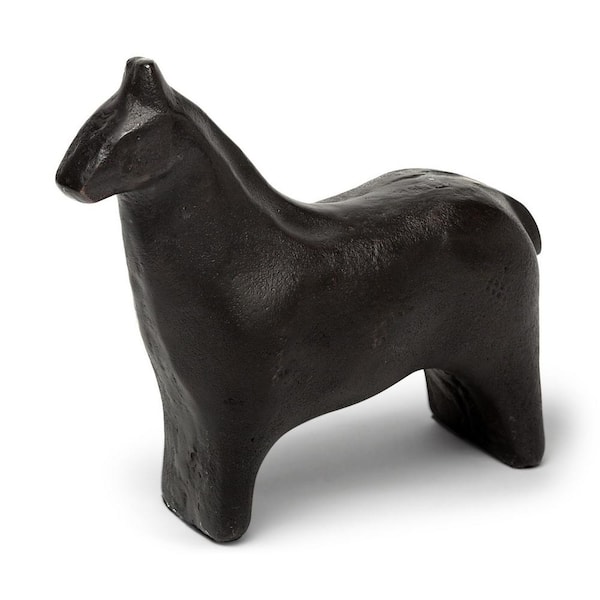 6 in. Gold Black Cast Aluminum Horse Shaped Sculpture