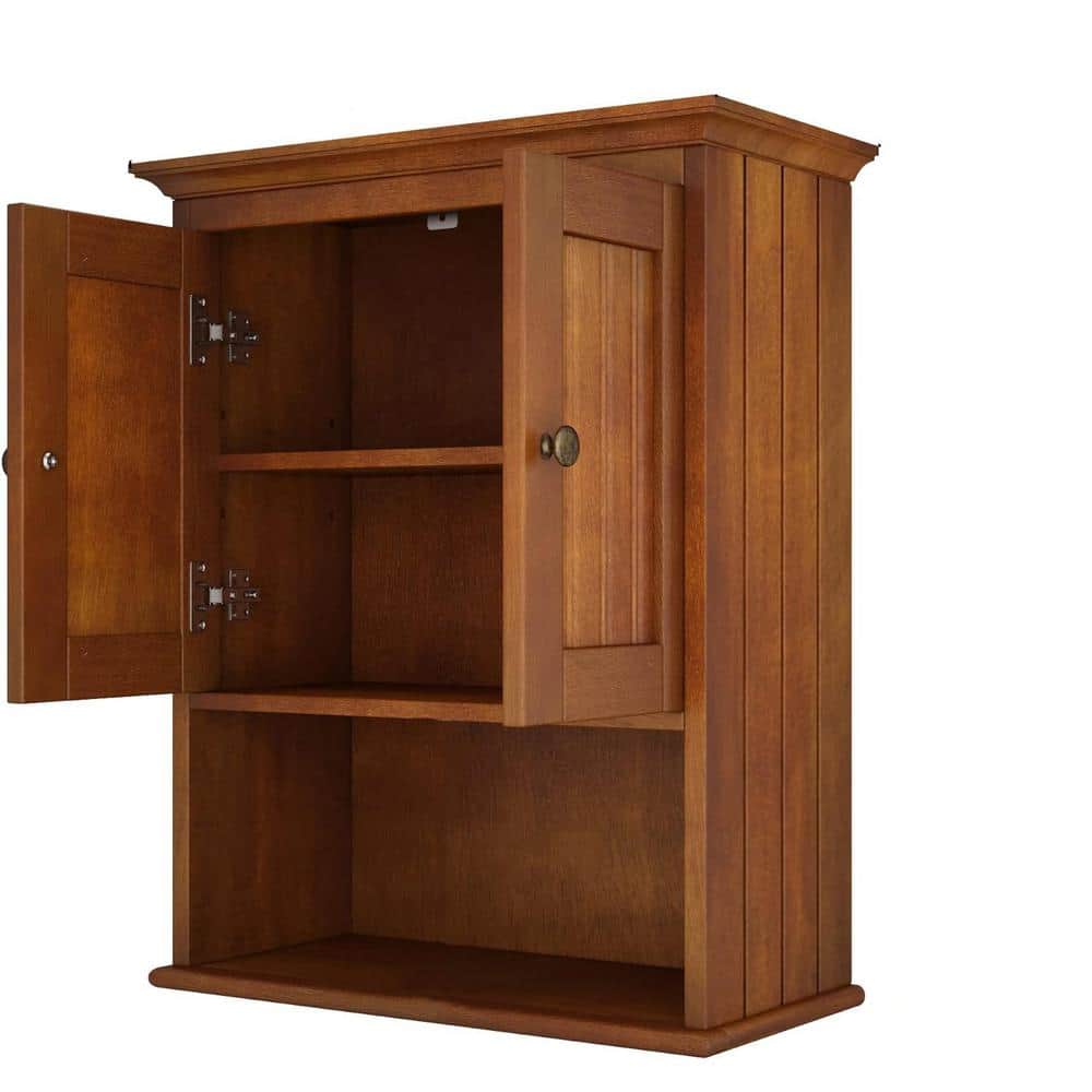 18.9 in. W x 9.25 in. D Reddish Brown Decorative Wall Shelf, Wood Wall Cabi