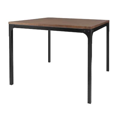 Porter Black Metal Counter Height Square Dining Table for 4 with Haze Oak Finish Top (48 in. L x 36 in. H)