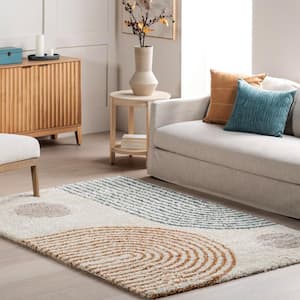 Grecia Beige 5 ft. x 8 ft. Contemporary Abstract Shag Area Rug