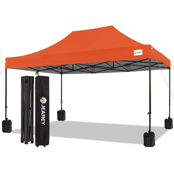 JEAREY 10 ft. x 15 ft. Pop Up Canopy Tent Instant Outddor Canopy in Orange