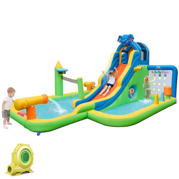 Inflatable Water Slide Giant Splash Pool Bounce House with 950-Watt Blower