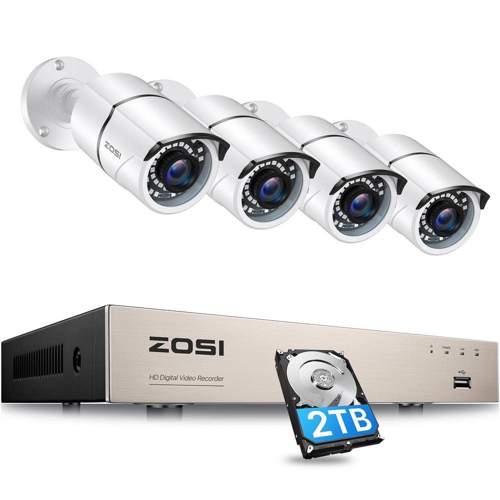 ZOSI 8-Channel 1080p 2TB DVR Security Camera System with 4 Wired