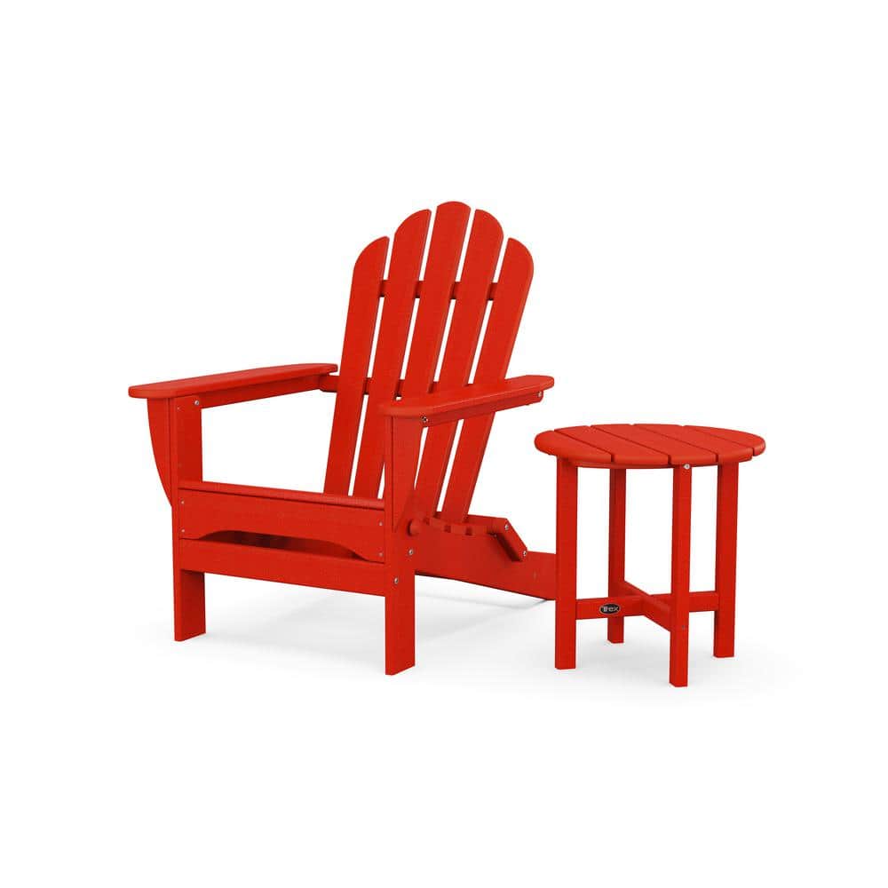 Monterey Bay 2-Piece Plastic Patio Conversation Set in Sunset Red Folding Adirondack Chair with Side Table price history on PriceWatchPro