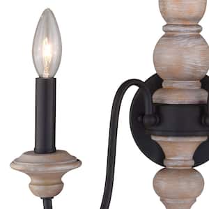 Georgetown 2-Light Gray Wood Farmhouse Candle Wall Sconce
