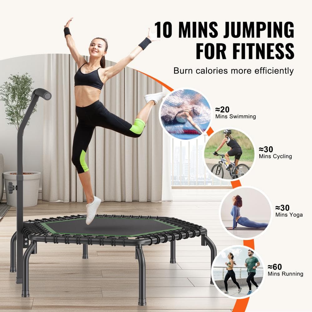 54.5" Black Indoor Fitness Trampoline with Handle