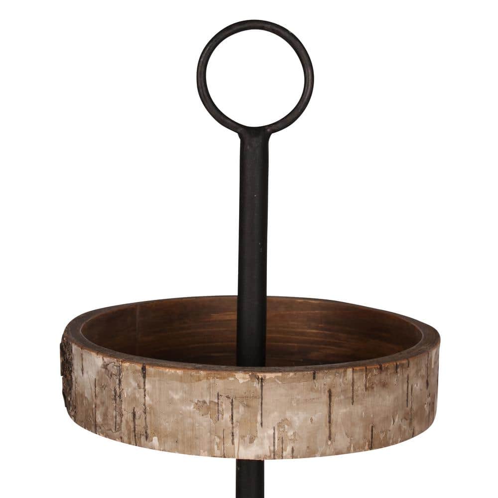 Rustic Birch Wood Round 3-Tiered Organizer Tray