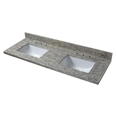 Home Decorators Collection 61 In W Granite Double Sink Vanity Top In Sircolo 62887 The Home Depot