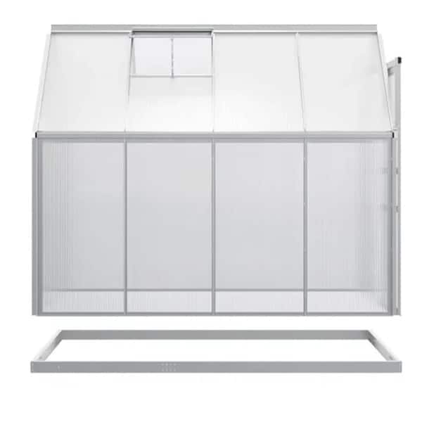 8 ft x 6 ft Outdoor Greenhouse-Walk-In House with Door, Vent and Rain Gutter, Panels for Winter Gardening