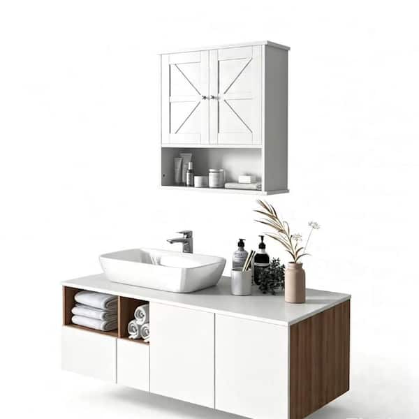 Bathroom Wall Cabinet,Farmhouse Medicine Cabinet for Bathroom with 2 Doors,Wall Mounted Medicine Cabinets Over Toilet St