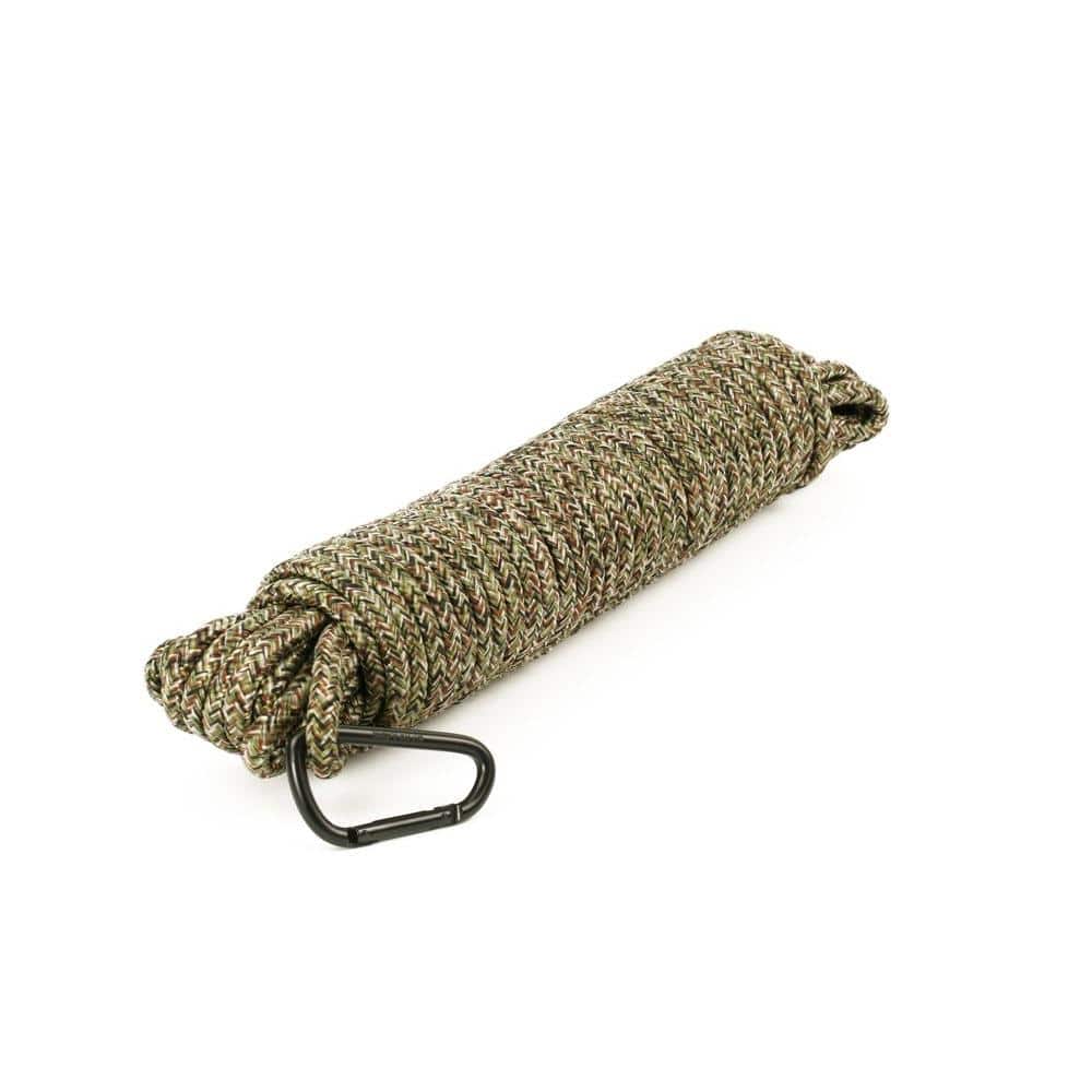 Everbilt 3/8 in. x 75 ft. Camouflage Diamond Braid Polypropylene Rope with  Spring Link 72304 - The Home Depot