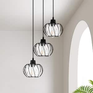 3-Light Black Cluster Kitchen Island Pendant Light Fixtures Mini Crystal Hanging Light and No Bulbs Included