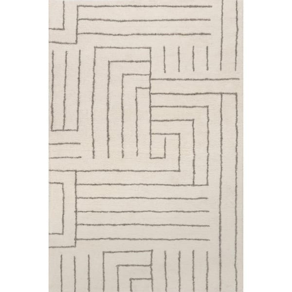 Frenshe Interiors Ivory 3 ft. x 6 ft. Outpost Graphic Indoor/Outdoor Patio Area Rug