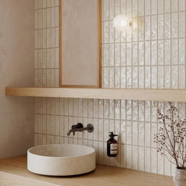 Spanish Villora Clay White 12in. x 24 in. Glazed Zellige Look Textured Porcelain Wall Tile(5-Pieces, 10.76 sq. ft./Case)