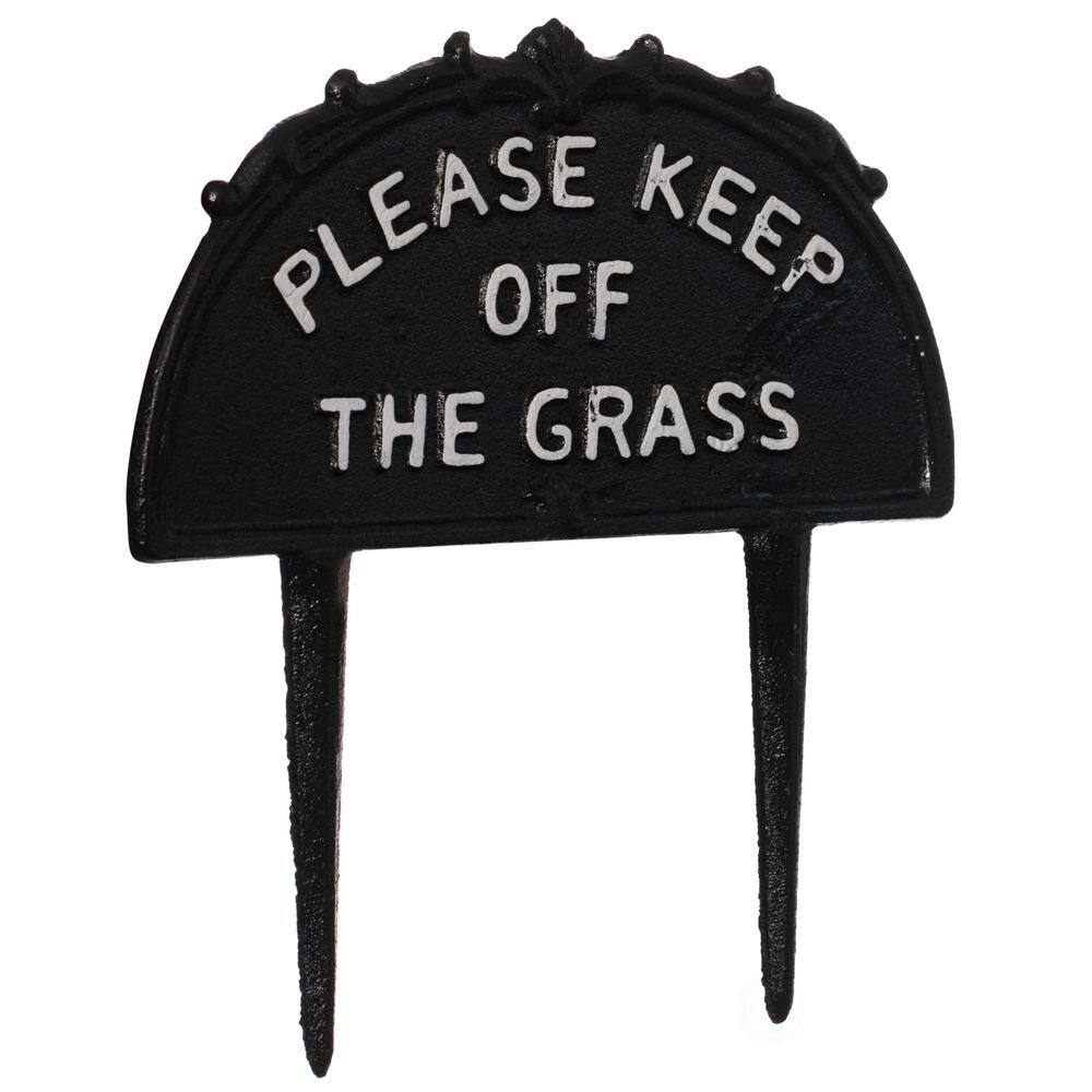 Black Decorative Cast Iron Please Keep Off Grass Yard Sign