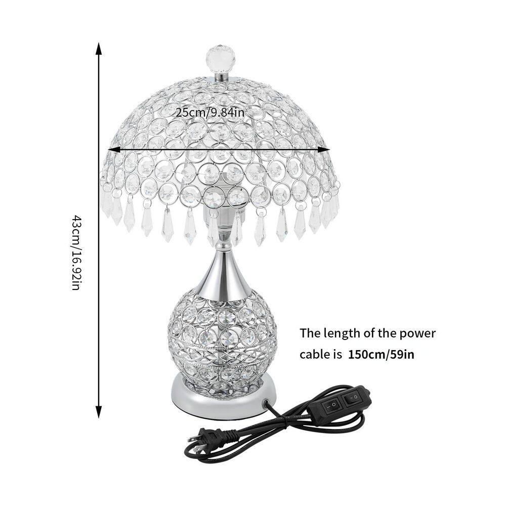 18" Silver Crystal Geometric Table Lamp with Clear Shade