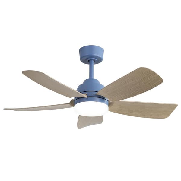 PUDO 42 in. Integrated LED Blue Indoor Flush Mount Ceiling Fan Light with 6 Wind Speed and Reversible DC Motor