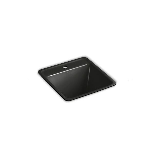 KOHLER Park Falls Undercounter Cast Iron 22x21x13.625 1-Hole Single Bowl Utility Sink in Caviar