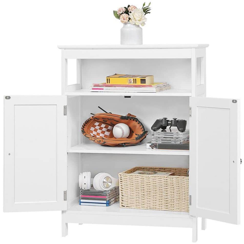 White MDF Living Room Cabinet with Adjustable Shelving