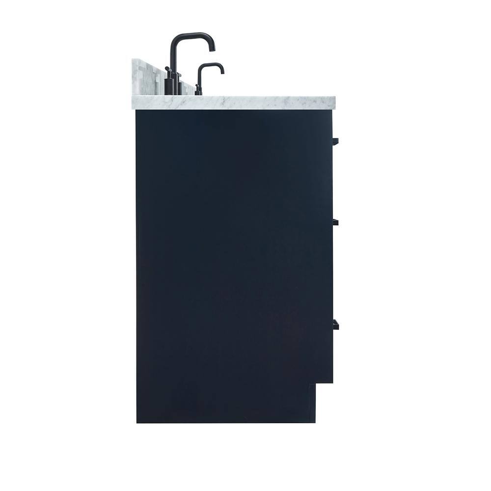 Midnight Blue Double Sink Freestanding Vanity with Carrara Marble Top