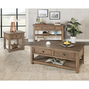 Monterey 50 in. Natural Standard Rectangle Wood Console Table with Drawers