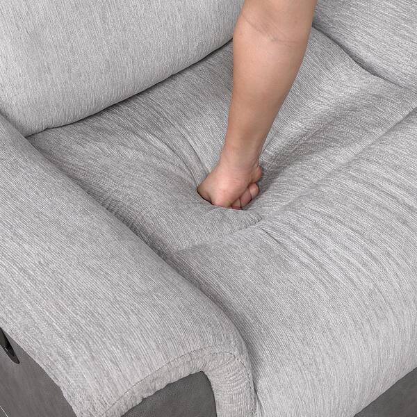 Lazzara Center Hill 76 in. W Gray Chenille and Faux Leather