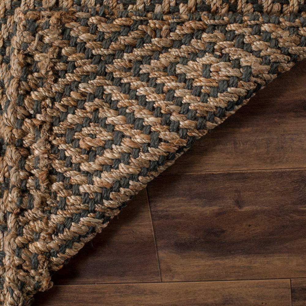 Natural Grey Handwoven Geometric Jute Area Rug 3x5