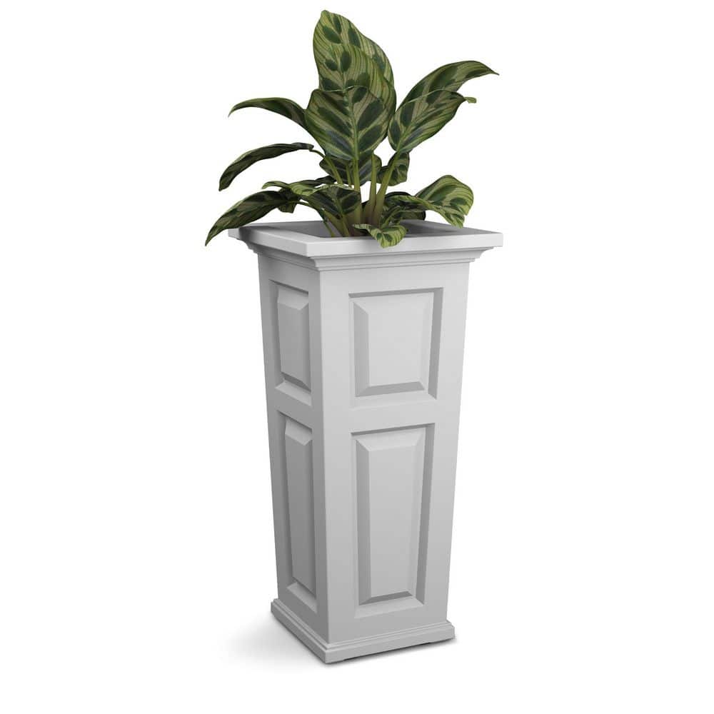 White Tall Resin Outdoor Planter with Self-Watering System