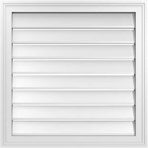 26 in. x 26 in. Vertical Surface Mount PVC Gable Vent: Functional with Brickmould Frame