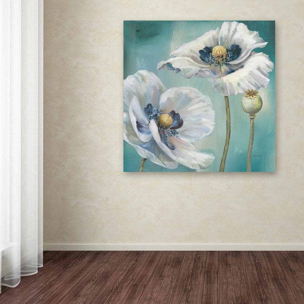 Teal and White Floral Canvas Art by Lisa Audit