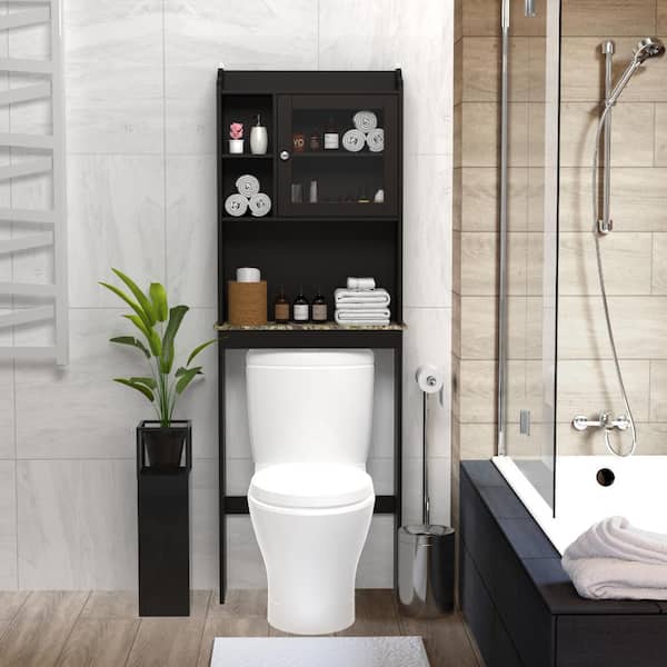 Modern Over-the-Toilet Storage Cabinet 23 in. W x 7.5 in. D x 68 in. H Bathroom Storage Wall Cabinet in Espresso