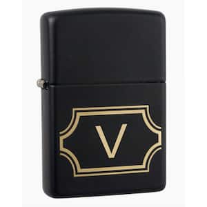 Black Matte Lighter with Initial "V"