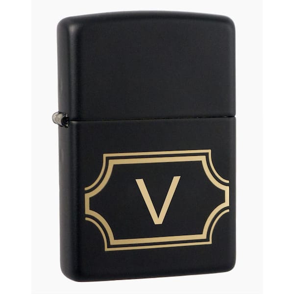 Visol Black Matte Lighter with Initial "V"