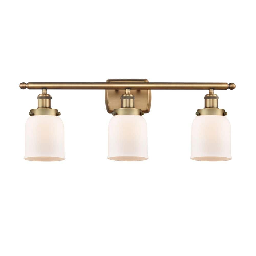 Bell 26 in. 3-Light Brushed Brass Vanity Light with Glass Shade price history on PriceWatchPro