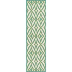 Sun N' Shade Carnival 2 ft. x 8 ft. Geometric Transitional Indoor/Outdoor Kitchen Runner Area Rug