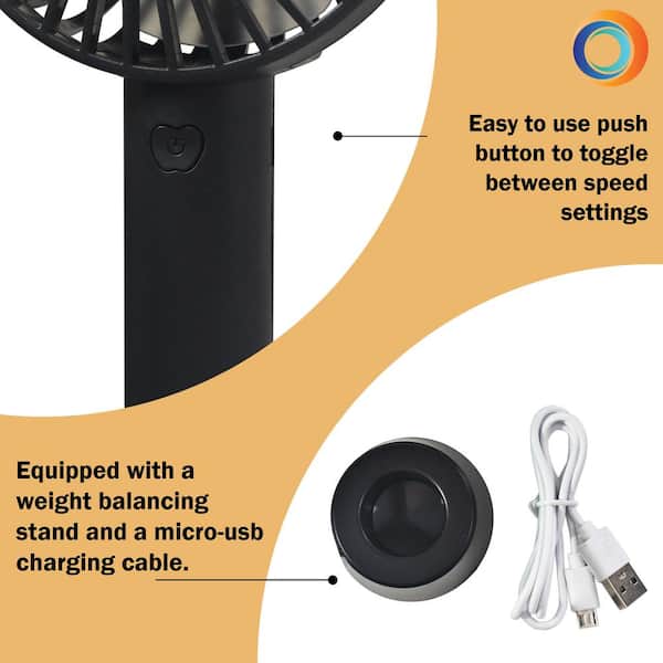 Comfort Zone 4 In 3 Speed Personal Fan With Rechargeable Stand Czpf402bk Eu The Home Depot