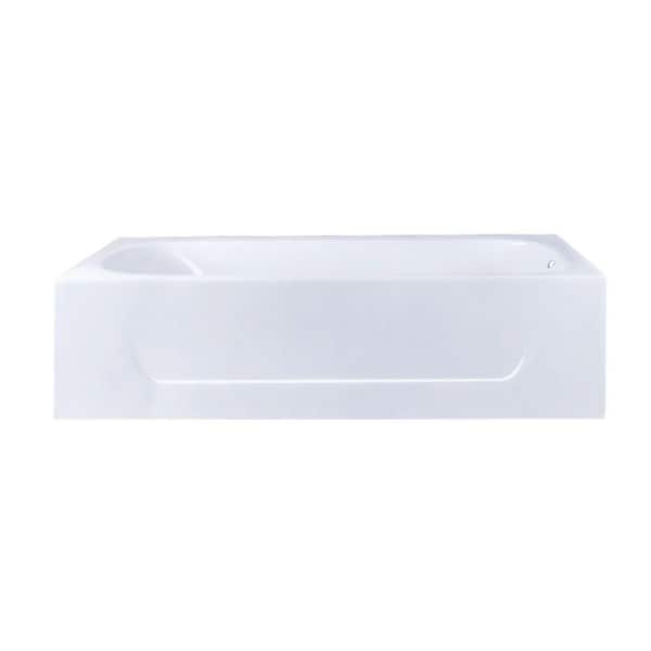 Aqua Eden 60 in. x 30 in. Cast Iron Rectangular Alcove Soaking Bathtub with Right Drain in White