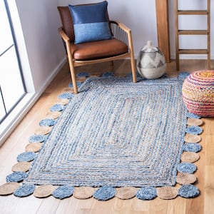 Cape Cod Blue/Beige Doormat 3 ft. x 5 ft. Circles Border Area Rug