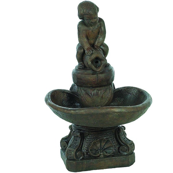 Athens Stonecasting Mocha Patio Fountain with Pump