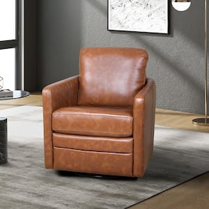 Rosario Camel Vegan Leather Swivel Accent Chair with Cushion