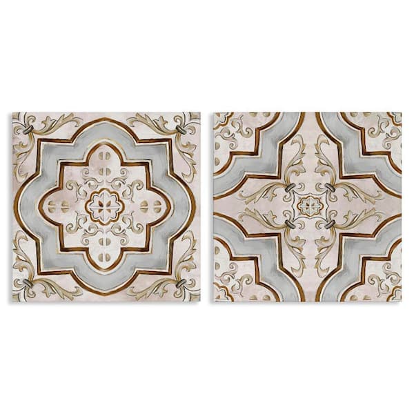 Stupell Industries Moroccan Tile in Neutrals by Irena Orlov 2-Pieces Unframed Abstract Graphic Art Print 17 in. x 17 in.