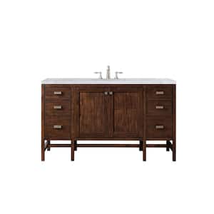 Addison 60 in. W x 23.5 in. D x 35.5 in. H Single Bath Vanity in Mid Century Acacia with Marble Top in Carrara White