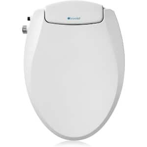 Eco Stream Non-Electric Bidet Seat for Elongated Toilets with Dual Nozzle System - Ambient Water Temp in White