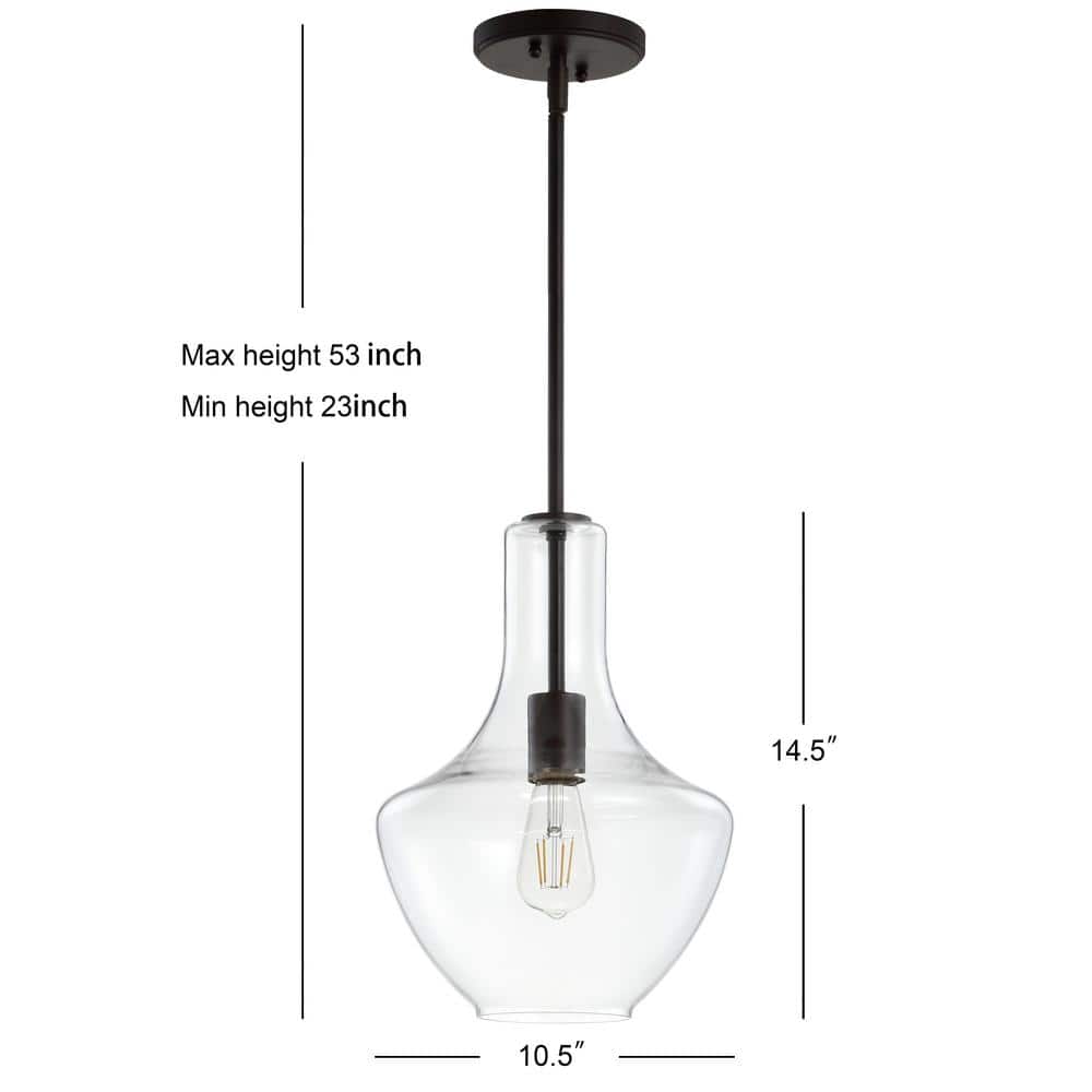 Watts 10.5" Clear Glass and Bronze LED Pendant Light