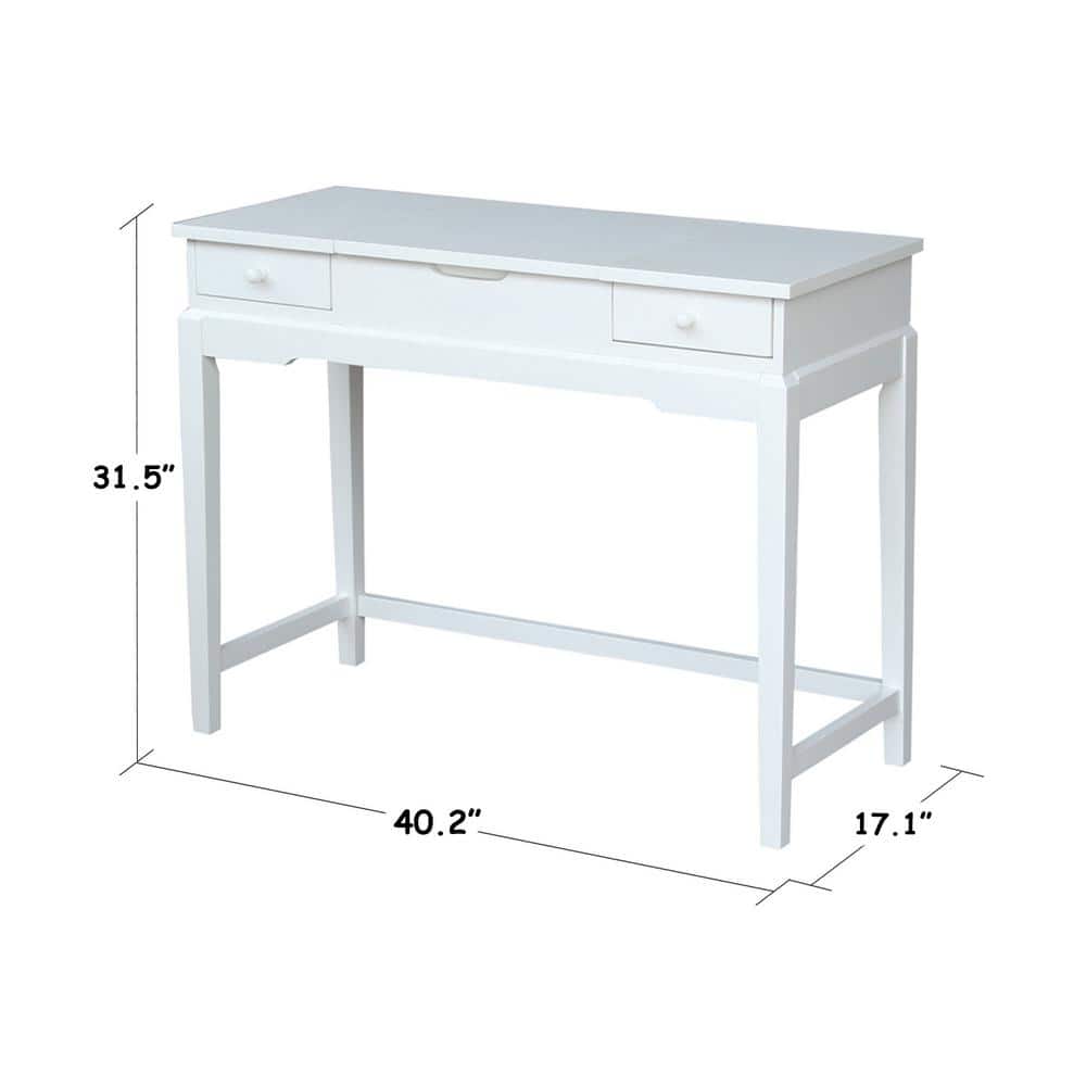 White Solid Wood Traditional Vanity Table with Bench